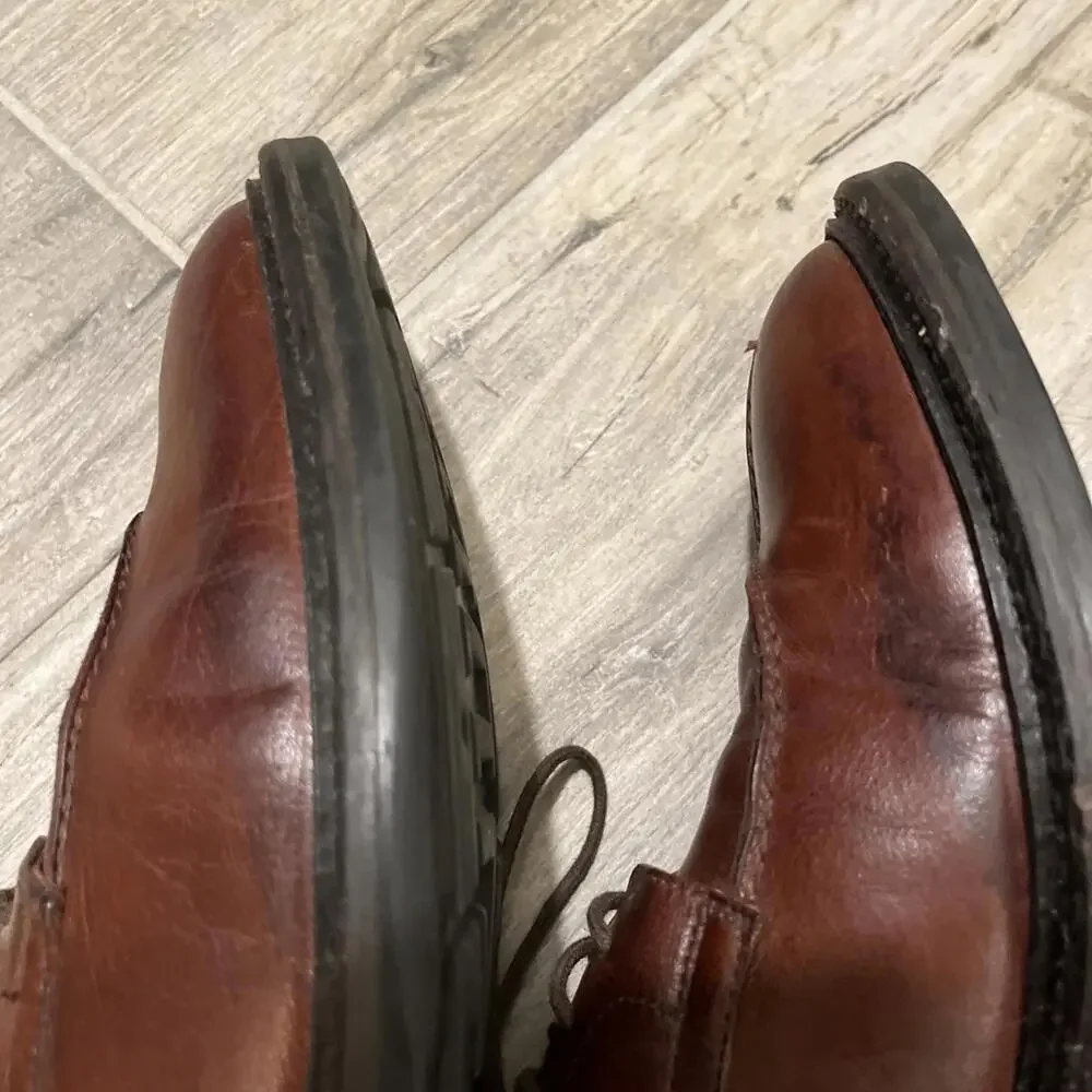 BACCO BUCCI MENS CHILI BROWN DRESS OXFORD SHOES SIZE 10.5 MADE IN ITALY *SCUFFS*